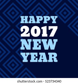Happy New Year 2017 Retro Style text design. Vector greeting illustration with long shadow. Dark holiday illustration
