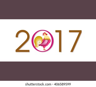 Happy new year 2017 with the rooster design for lunar new year