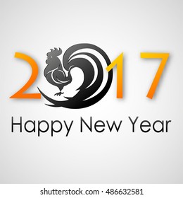 Happy New Year 2017. Rooster Silhouette. Greeting Card design. Vector eps 10