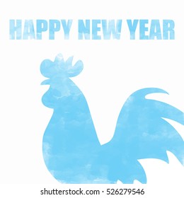 Happy New Year 2017 Rooster Vector illustration isolated on watercolor painted background with white lettering Year of Rooster by Chinese calendar