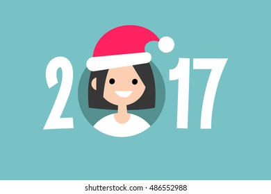 Happy New Year 2017 sign / flat vector illustration