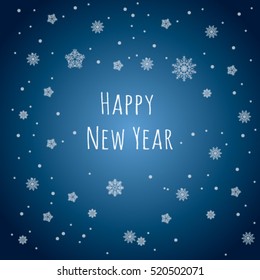 Happy New Year 2017. Snowflakes background. Greeting card.