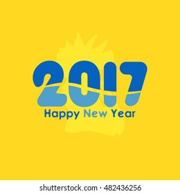 Happy new year 2017. Style funny greeting card.  Year 2017 vector design element. Vector illustration. 