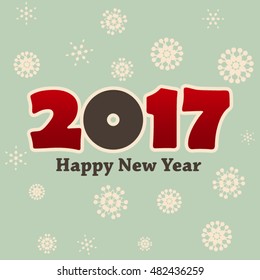 Happy new year 2017. Style funny greeting card.  Year 2017 vector design element. Vector illustration. 