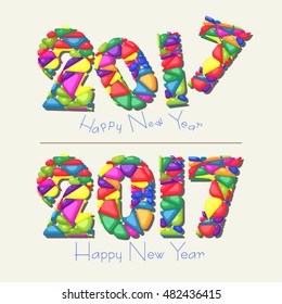 Happy new year 2017. Style funny greeting card.  Year 2017 vector design element. Vector illustration. 