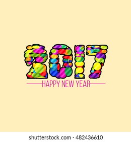 Happy new year 2017. Style funny greeting card.  Year 2017 vector design element. Vector illustration. 