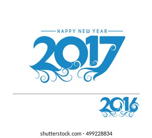 Happy New Year 2017 Swirl Text Vector Design Background