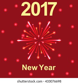 Happy New Year 2017 text and fireworks 