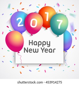 Happy new year 2017 text graphic design.Creative Celebration Concept Vector Illustration with balloon decoration.