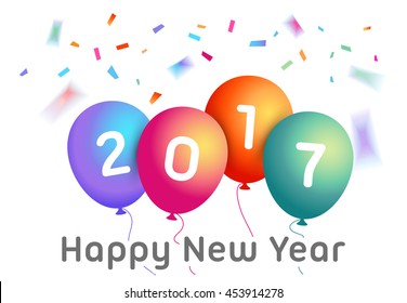 Happy new year 2017 text graphic design.Creative Celebration Concept Vector Illustration with balloon decoration.