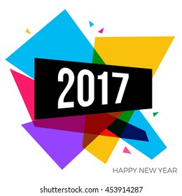 Happy new year 2017 text graphic design.Creative Celebration Concept Vector modern dynamic flat Illustration.