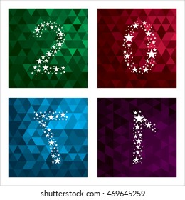 happy new year 2017. Text design year 2017. Figures of the stars.