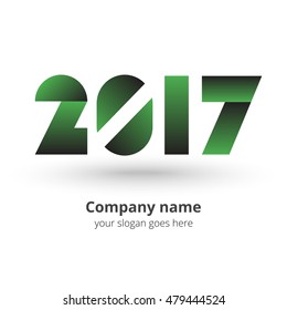Happy new year 2017 Text Design vector with green color