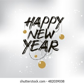 Happy New Year 2017 text design. Vector logo, typography. Usable as banner, greeting card, gift package etc.