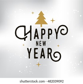 Happy New Year 2017 text design. Vector logo, typography. Usable as banner, greeting card, gift package etc.