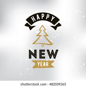 Happy New Year 2017 text design. Vector logo, typography. Usable as banner, greeting card, gift package etc.