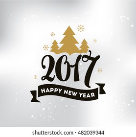 Happy New Year 2017 text design. Vector logo, typograpy. Usable as banner, greeting card, gift package etc.