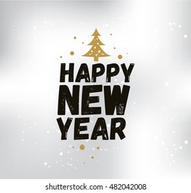 Happy New Year 2017 text design. Vector logo, typography. Usable as banner, greeting card, gift package etc.