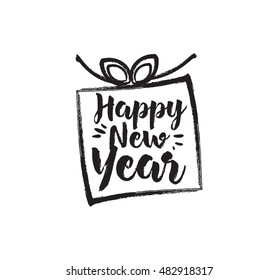Happy New Year 2017 text design. Vector logo, typography. Usable as banner, greeting card, gift package etc.