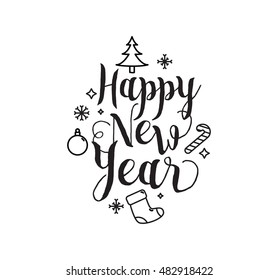 Happy New Year 2017 text design. Vector logo, typography. Usable as banner, greeting card, gift package etc.