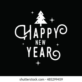 Happy New Year 2017 text design. Vector logo, typography. Usable as banner, greeting card, gift package etc.