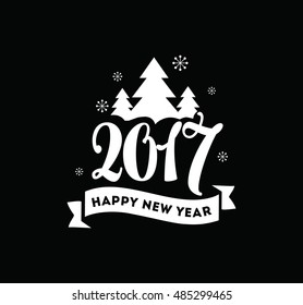Happy New Year 2017 text design. Vector logo, typography. Usable as banner, greeting card, gift package etc.
