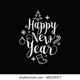 Happy New Year 2017 text design. Vector logo, typography. Usable as banner, greeting card, gift package etc.