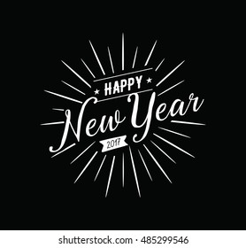 Happy New Year 2017 text design. Vector logo, typography. Usable as banner, greeting card, gift package etc.