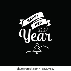 Happy New Year 2017 text design. Vector logo, typography. Usable as banner, greeting card, gift package etc.