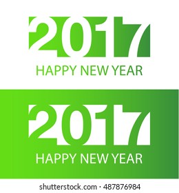 Happy New Year 2017 Text Design vector with trend green gradient. Anniversary monogram, numbers twenty, seventy.