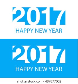 Happy New Year 2017 Text Design vector with trend light blue gradient. Anniversary monogram, numbers twenty, seventy.