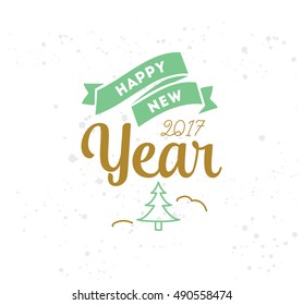 Happy New Year 2017 text design. Vector logo, typography. Usable as banner, greeting card, gift package etc.