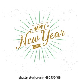 Happy New Year 2017 text design. Vector logo, typography. Usable as banner, greeting card, gift package etc.