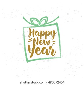 Happy New Year 2017 text design. Vector logo, typography. Usable as banner, greeting card, gift package etc.