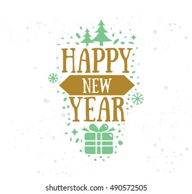 Happy New Year 2017 text design. Vector logo, typography. Usable as banner, greeting card, gift package etc.