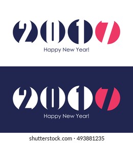 Happy new year 2017 text design. Vector illustration.