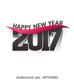 Happy New Year 2017 text design on white background. Creative vector illustration.