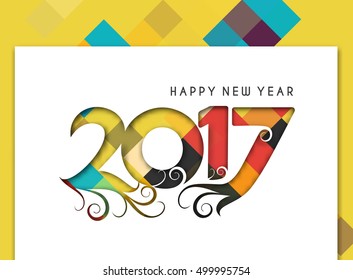 Happy new year 2017 text design vector background