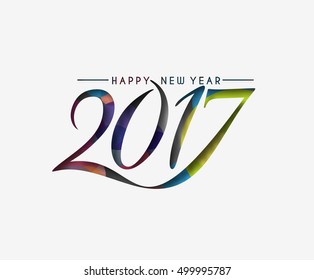 Happy new year 2017 text design vector background
