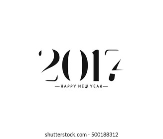 Happy new year 2017 text design vector background