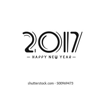 Happy new year 2017 text design vector background