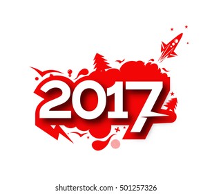 Happy new year 2017 text design vector background