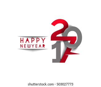 Happy new year 2017 text design vector background