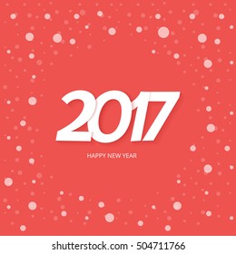 Happy New Year 2017 Text Design. Red Background With Snow