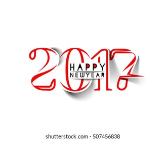 Happy new year 2017 text design vector illustration 
