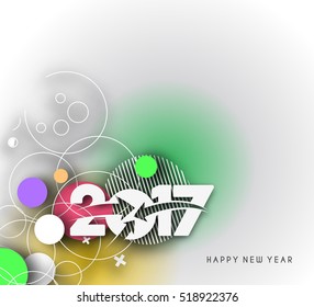 Happy new year 2017 Text Design vector illustration