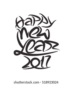 Happy new year 2017 Text Design vector illustration