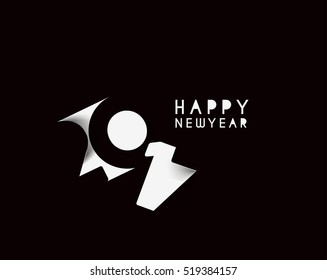 Happy new year 2017 Text Design vector illustration