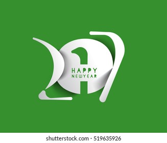 Happy new year 2017 Text Design vector illustration