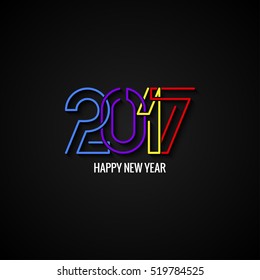 Happy New Year 2017 Text Label Design Background